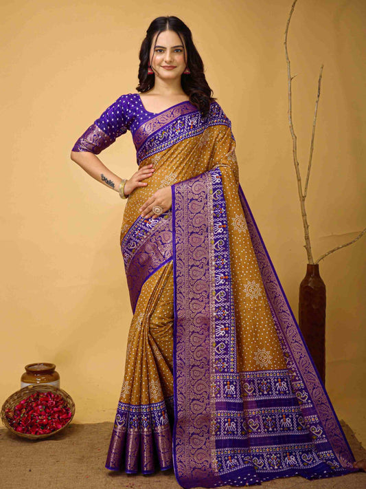 Bandhini Saree Mustard