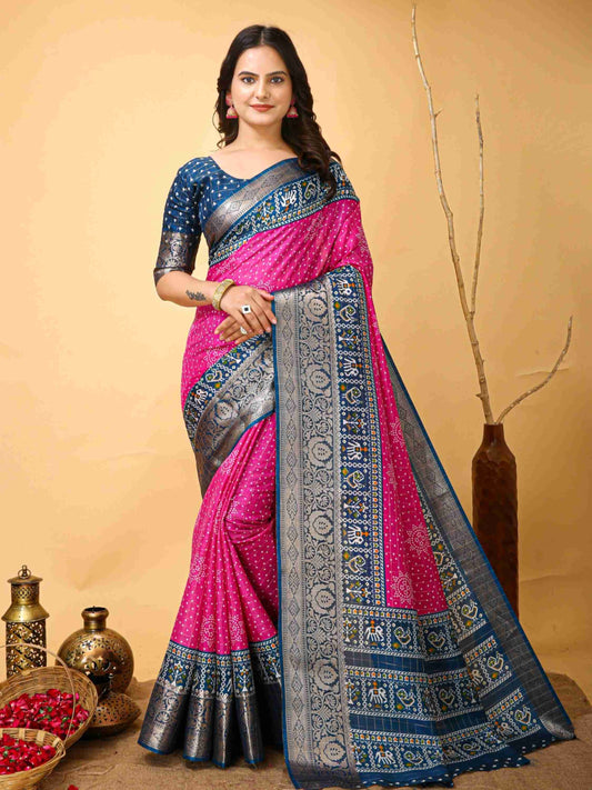 Bandhini Saree Pink