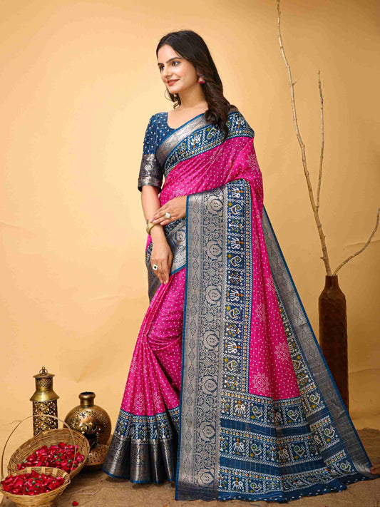 Bandhini Saree Pink