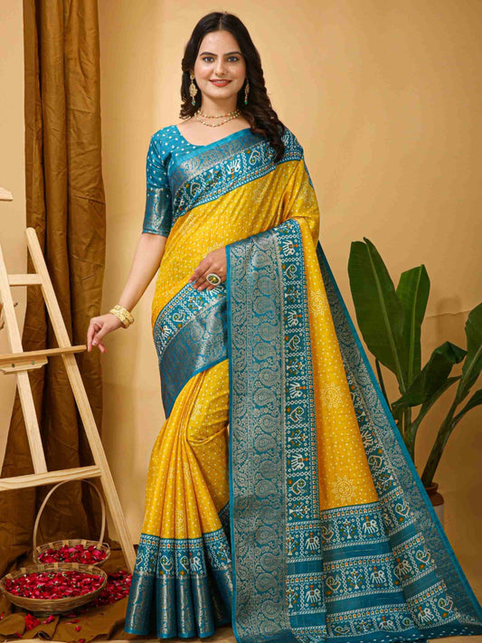 Bandhini Saree Yellow
