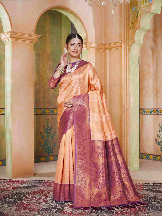 Beige Kanjivaram Silk Saree