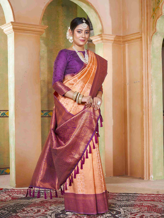Beige Kanjivaram Silk Saree