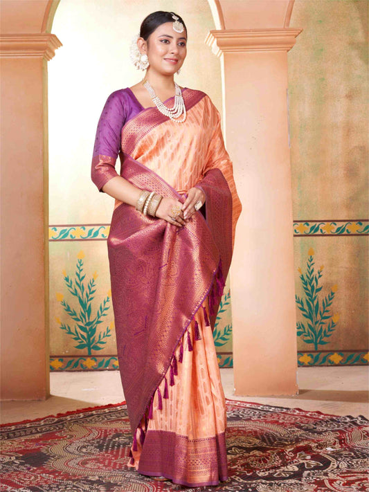 Beige Kanjivaram Silk Saree