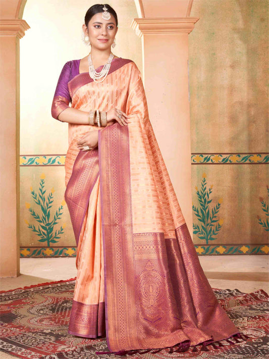 Beige Kanjivaram Silk Saree