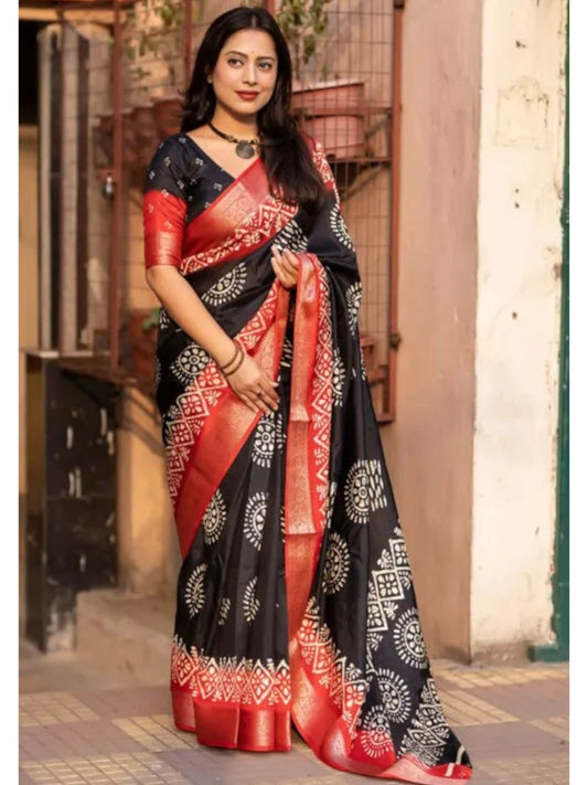 Black Dola Silk Cotton Saree