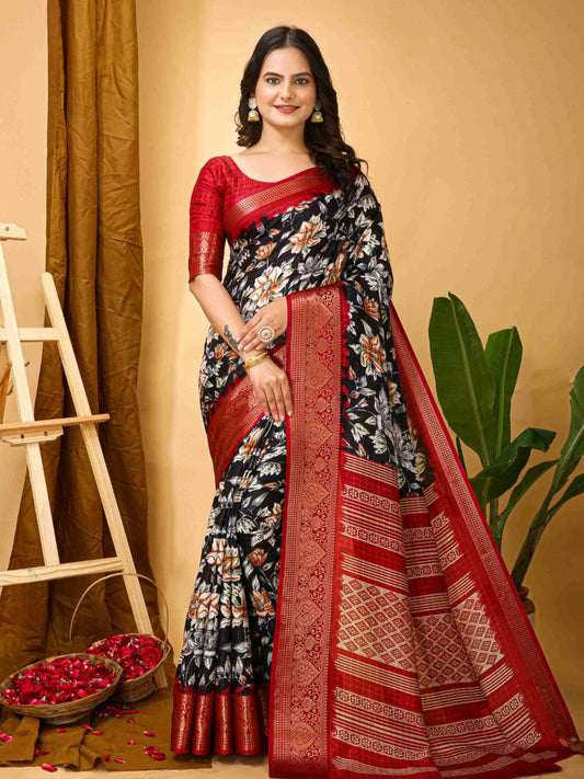 Black Dola Silk Cotton Saree