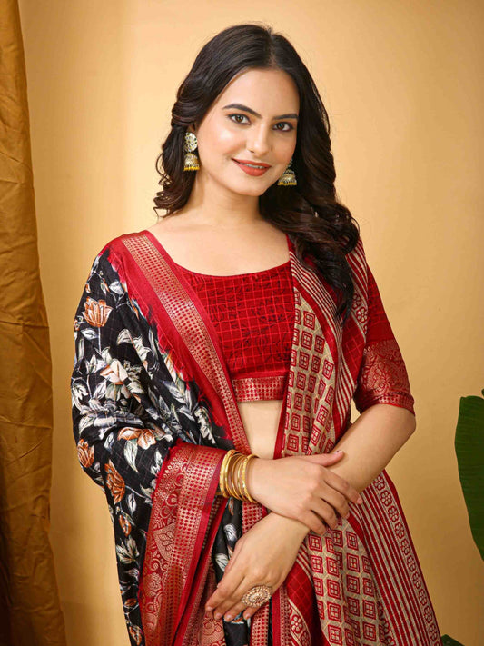 Black Dola Silk Cotton Saree