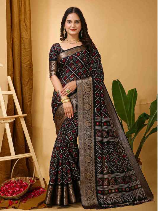 Black Dola Silk Saree