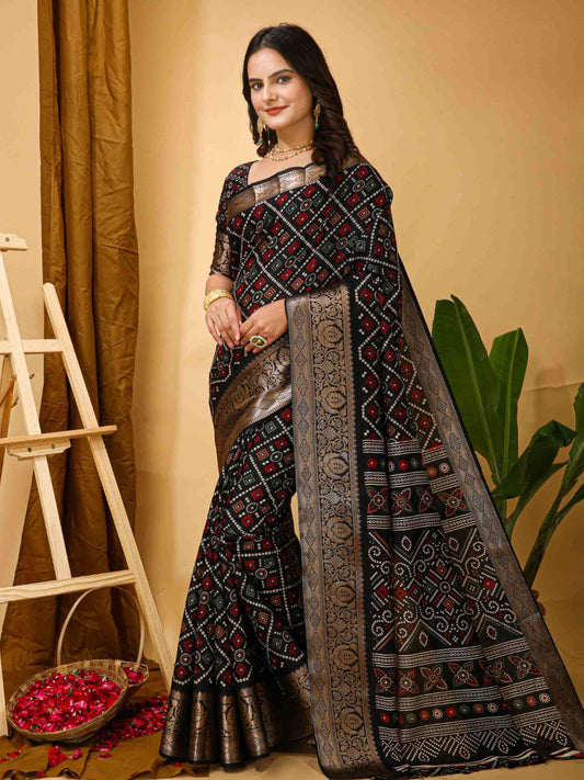 Black Dola Silk Saree