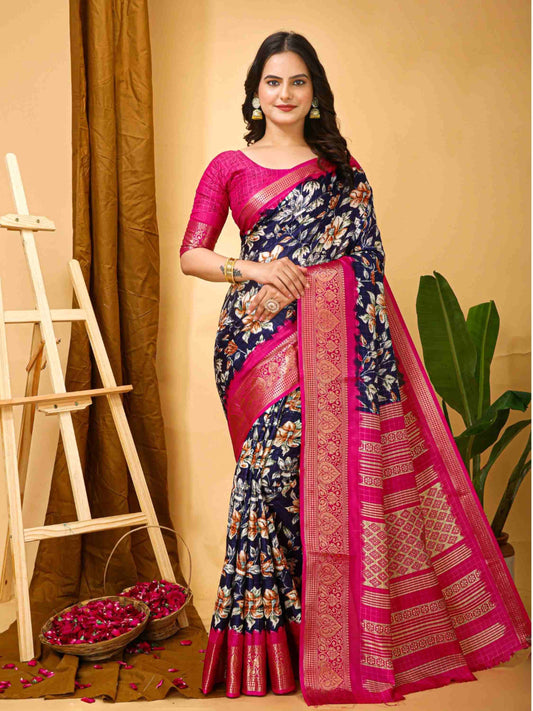 Blue Dola Silk Cotton Saree