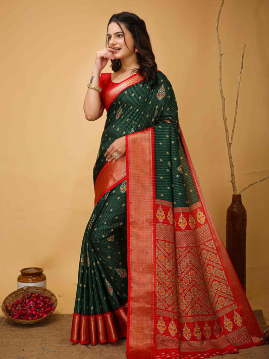 Bottle Green Dola Silk Saree