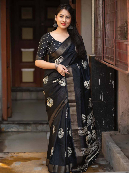 Cotton Saree Black