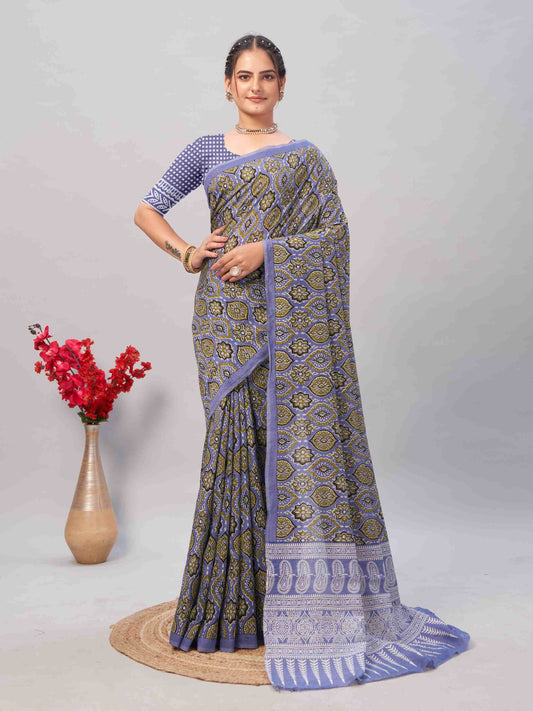 Cotton Saree Blue