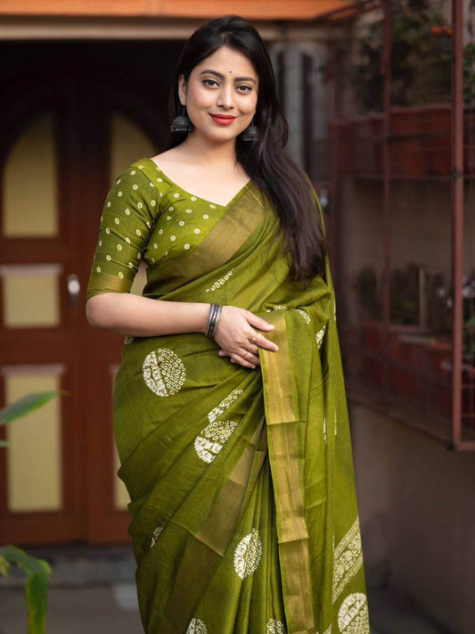 Cotton Saree Green