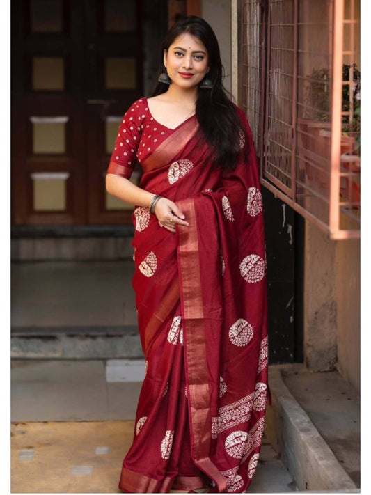 Cotton Saree Maroon