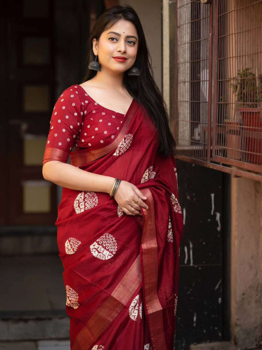 Cotton Saree Maroon