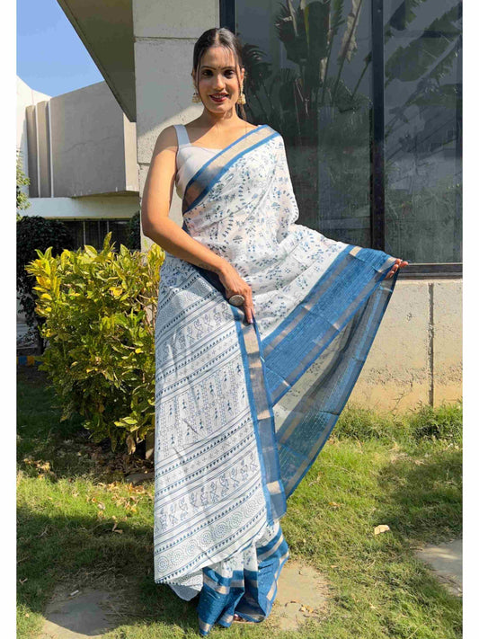 Cotton Saree White