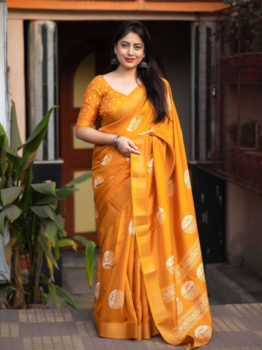 Cotton Saree Yellow