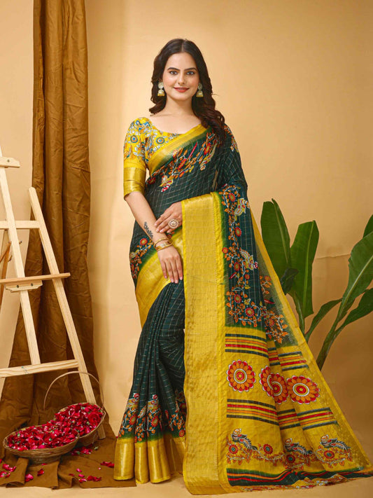 Dola Silk Saree Bottle Green