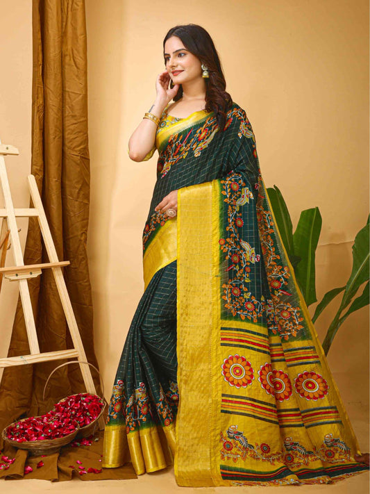 Dola Silk Saree Bottle Green