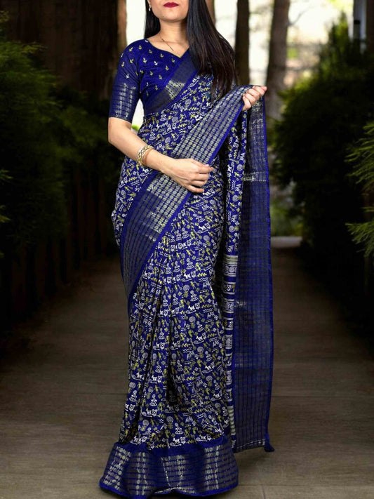 Dola Silk Saree Navy Blue