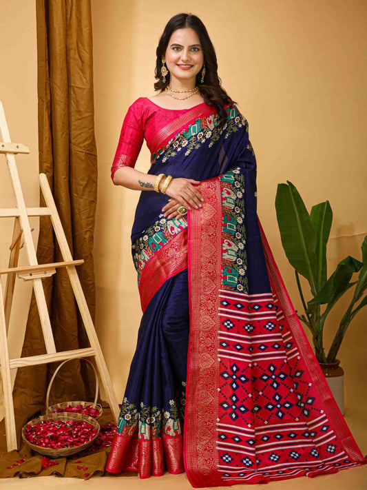 Dola Silk Saree Navy Blue