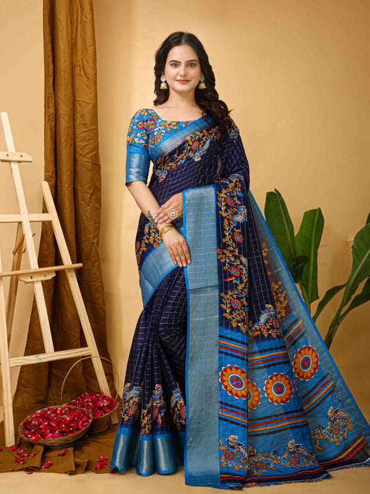 Dola Silk Saree Navy Blue