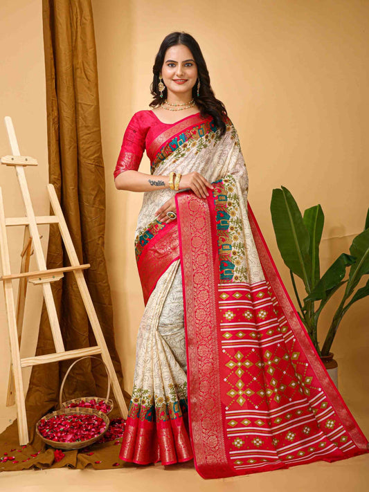 Dola Silk Saree Off White