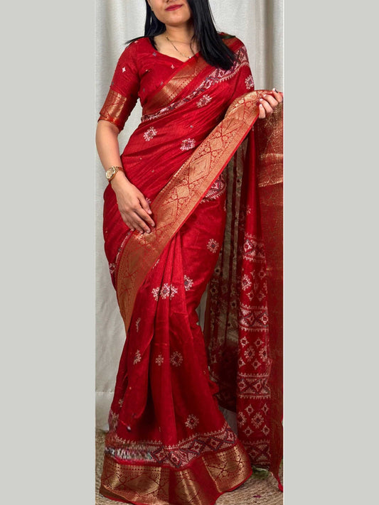Dola Silk Saree Red