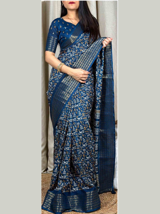 Dola Silk Saree Teal Blue
