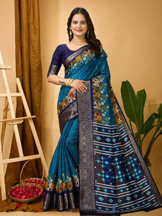 Dola Silk Saree Teal Blue