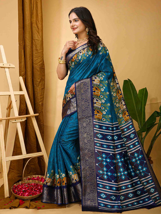 Dola Silk Saree Teal Blue