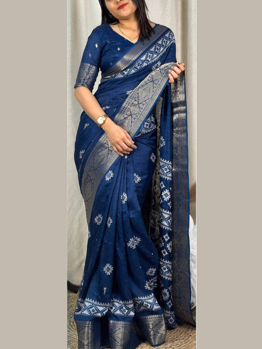 Dola Silk Saree Teal Blue