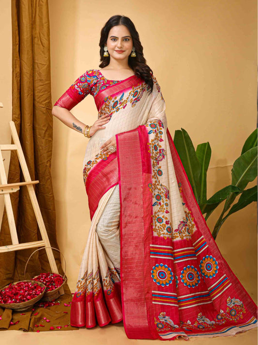 Dola Silk Saree White