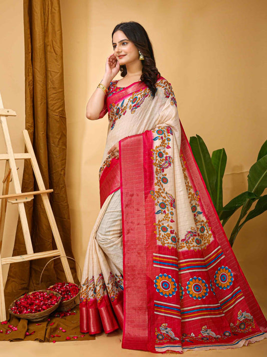 Dola Silk Saree White