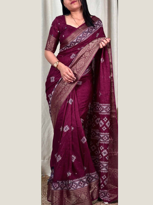 Dola Silk Saree Wine