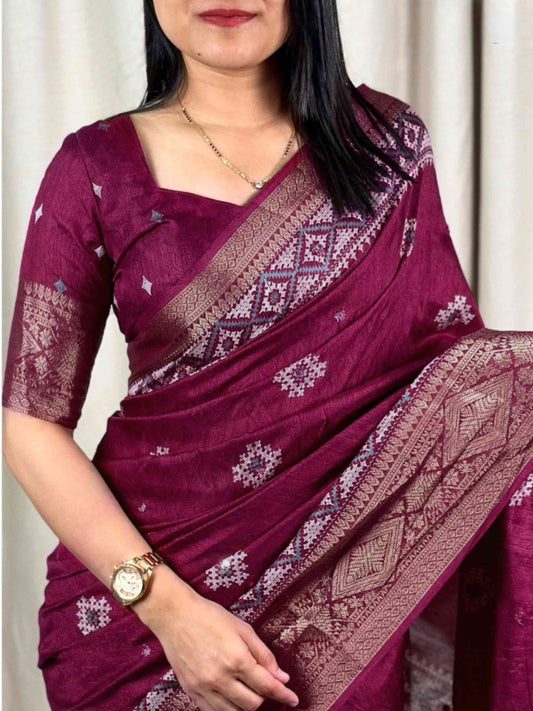 Dola Silk Saree Wine