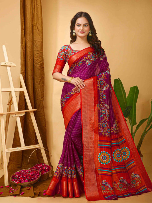 Dola Silk Saree Wine