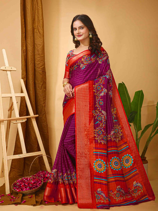 Dola Silk Saree Wine