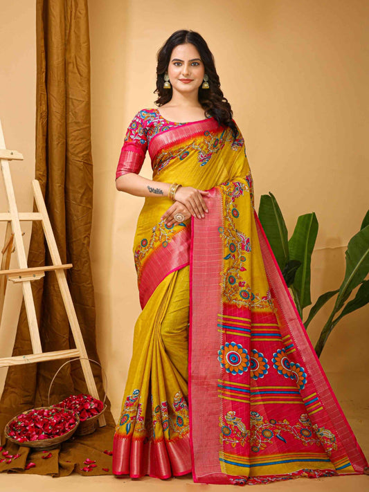 Dola Silk Saree Yellow
