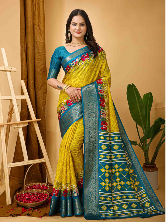 Dola Silk Saree Yellow