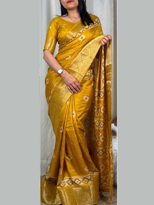 Dola Silk Saree Yellow