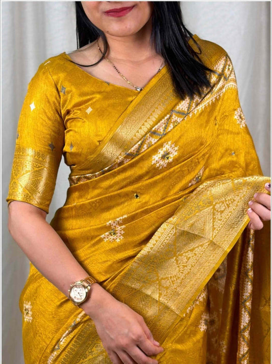 Dola Silk Saree Yellow