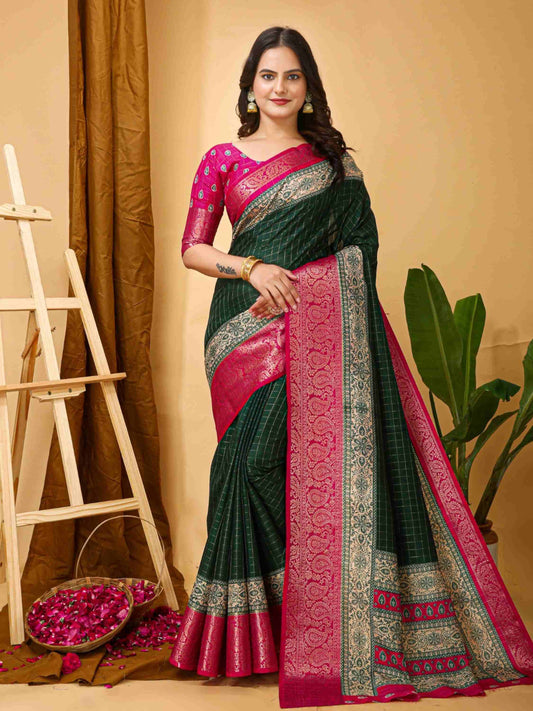 Green Dola Silk Cotton Saree