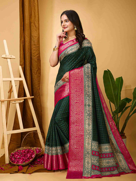 Green Dola Silk Cotton Saree