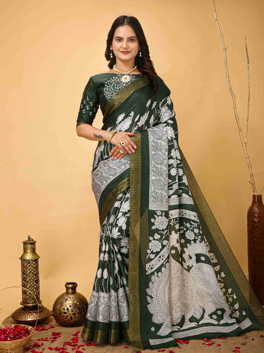 Green Handloom Cotton Saree