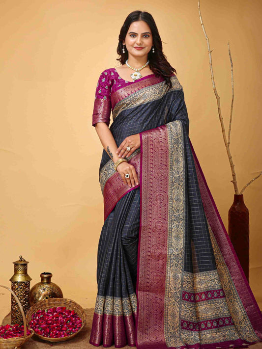 Grey Dola Silk Cotton Saree