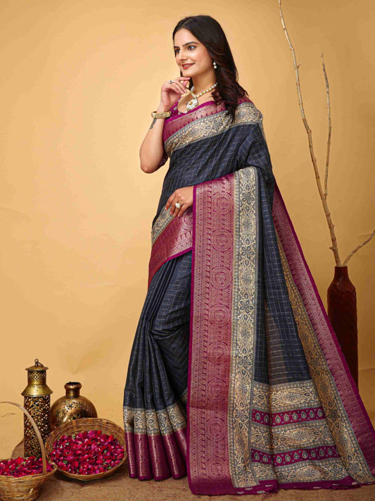 Grey Dola Silk Cotton Saree