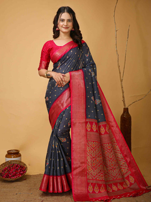 Grey Dola Silk Saree