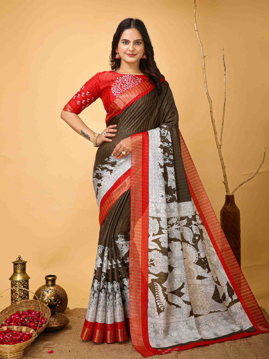 Handloom Cotton Saree Brown